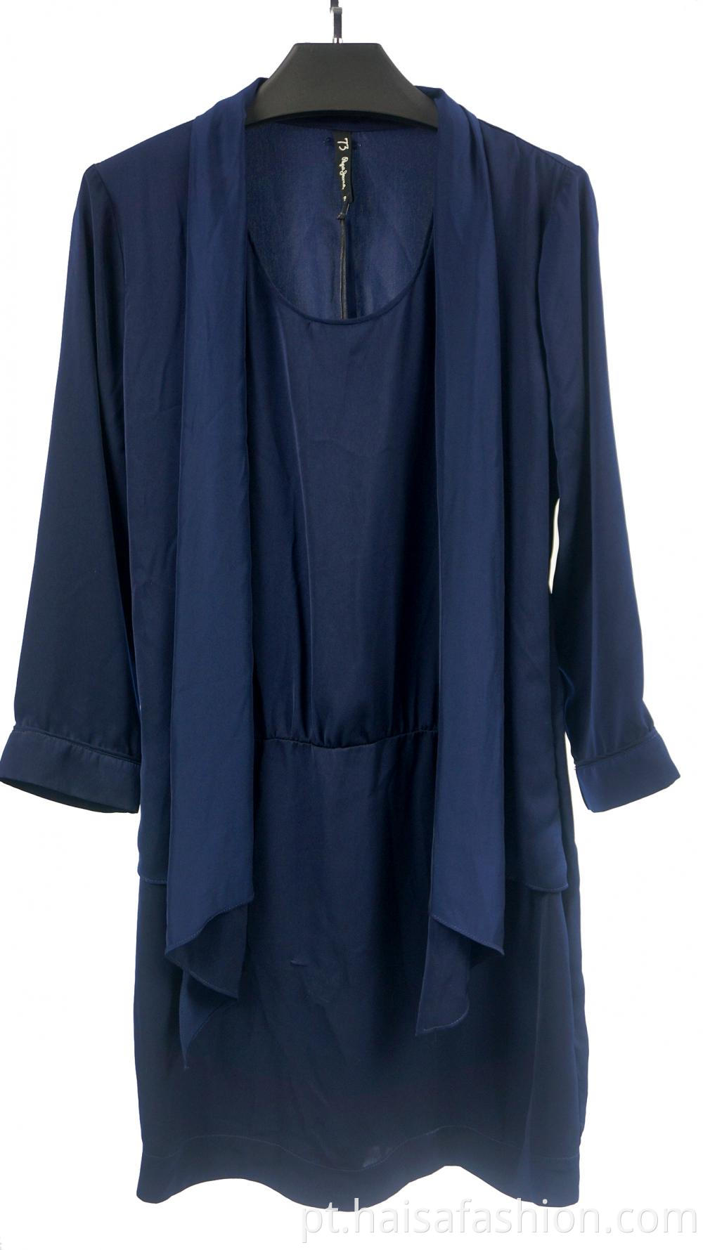 Ladies Blue Long Sleeved Elegant Dress